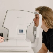 Woman getting a vision test