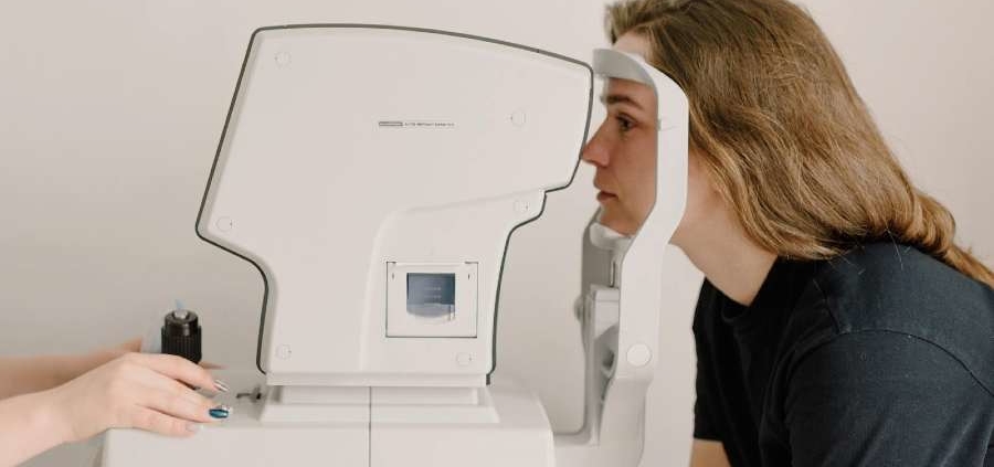 Woman getting a vision test